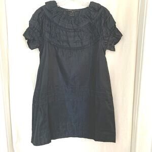 Marc Jacobs NNT Silk Blend Navy & Black Check Ruffled Victorian Couture Dress 2